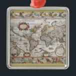 Antique World Map ornament<br><div class="desc">Antique map of the world by Pieter Van Den Keere,  circa 1628. See my store for more items with this print.</div>