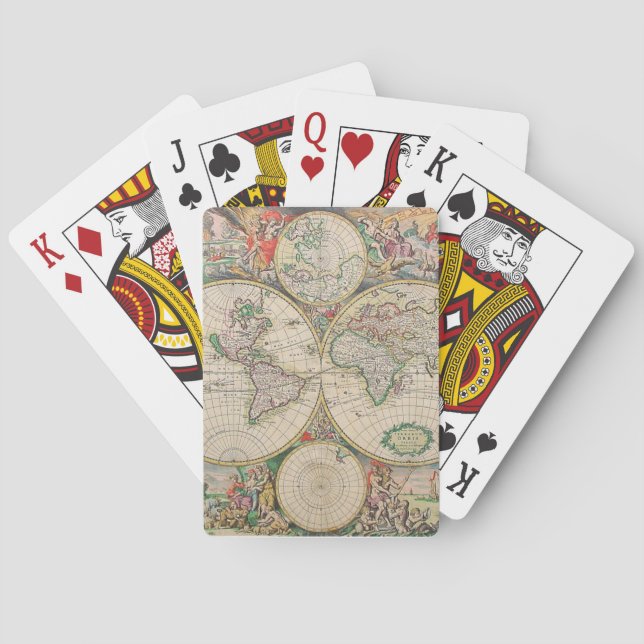 Antique World Map Playing Cards (Back)