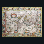 Antique World Map poster<br><div class="desc">Antique map of the world by Pieter Van Den Keere,  circa 1628. See my store for more items with this print.</div>
