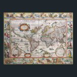 Antique World Map poster<br><div class="desc">Antique map of the world by Pieter Van Den Keere,  circa 1628. See my store for more items with this print.</div>