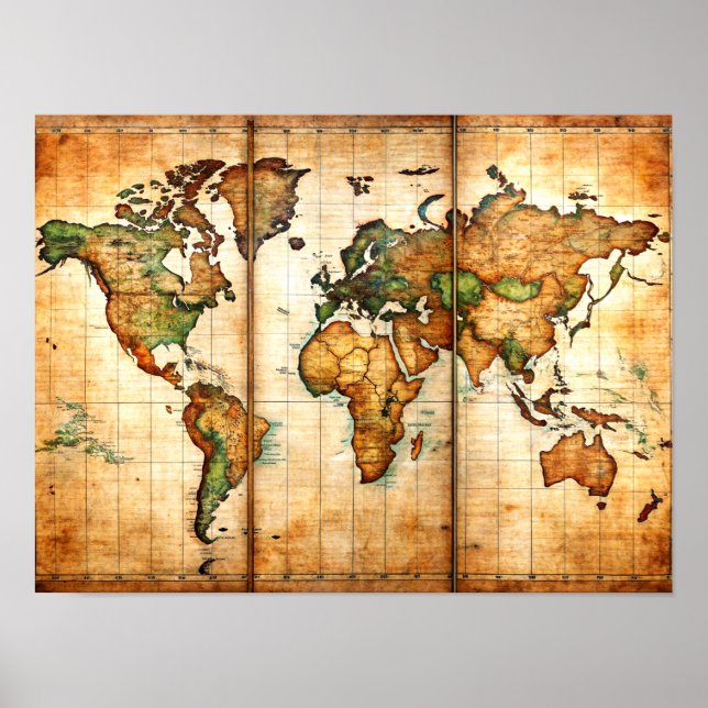 Antique World Map Poster (Front)