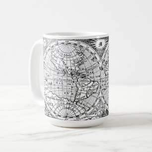 Antique World Map Print With Monogram Template Coffee Mug