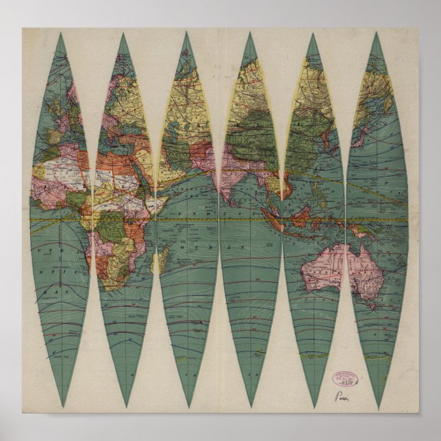Antique World Map Rand McNally 1891 Poster (Front)