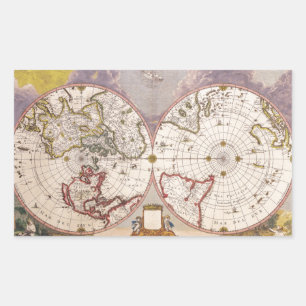 Antique World Map Rectangular Sticker