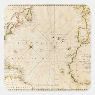 Antique world map square sticker
