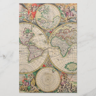 Antique World Map Stationery