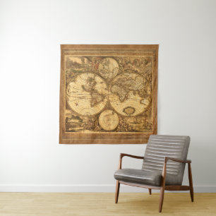 Antique World Map Tapestry