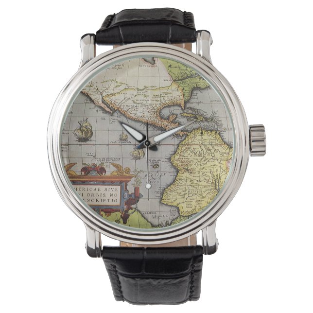 Antique World Map the Americas by Abraham Ortelius Watch (Front)