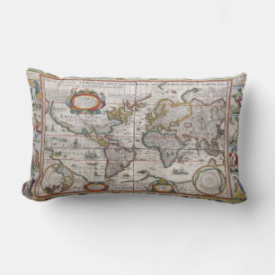 Antique World Map throw pillow