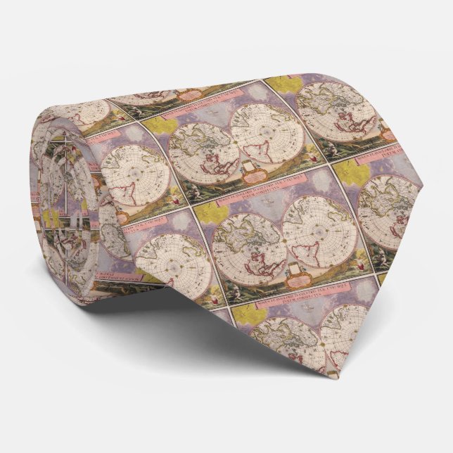 Antique World Map Tie (Rolled)
