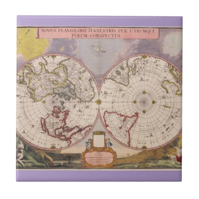 Antique World Map Tile (Front)