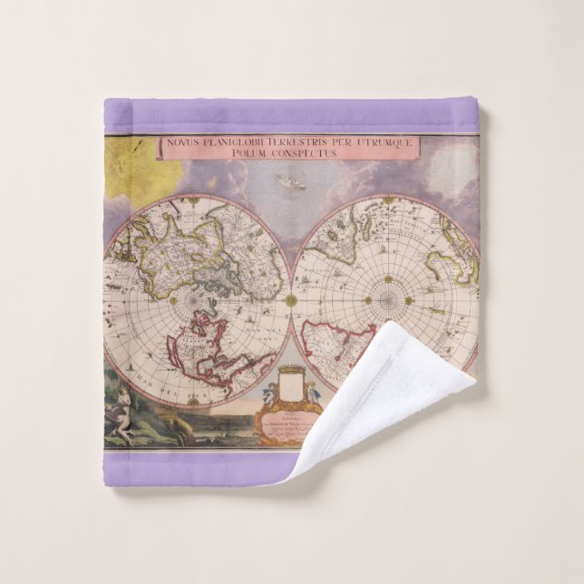 Antique World Map Wash Cloth (Wash Cloth)