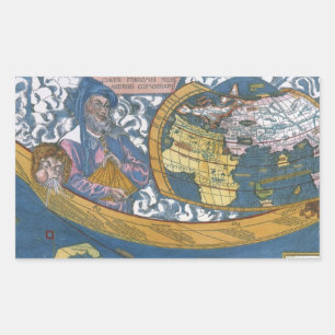 Antique World Map with Claudius Ptolemy, 1507 Rectangular Sticker