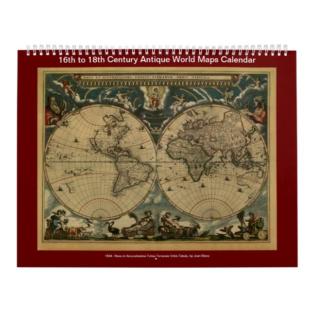 Antique World Maps - 16th to 18th Century Calendar (Cover)