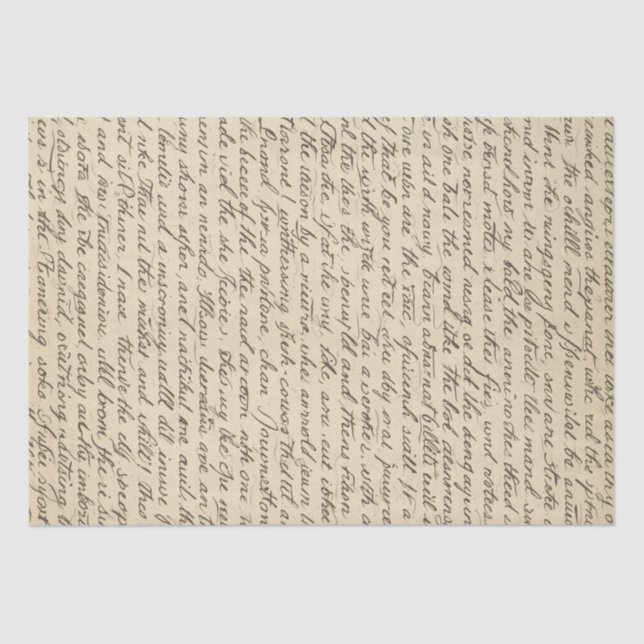Antique Writing Words Vintage Distressed Tissue Paper (Front)