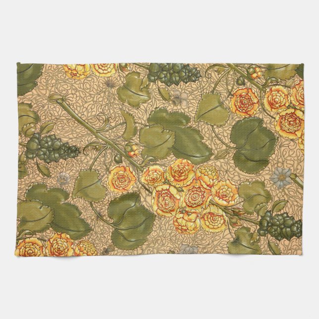 Antique Yellow Flowers Kitchen Towels (Horizontal)