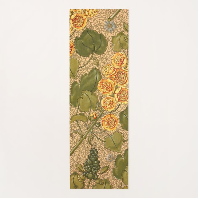 Antique Yellow Flowers Yoga Mat (Front)