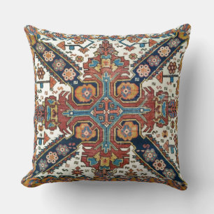 Antique Zeykhur Oriental Rug Design Throw Pillow