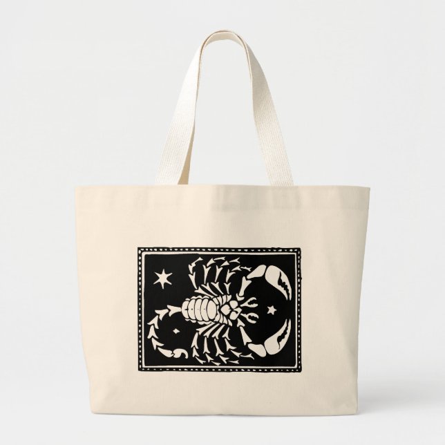 Antique Zodiac Astrological Scorpio Totebag Large Tote Bag (Front)