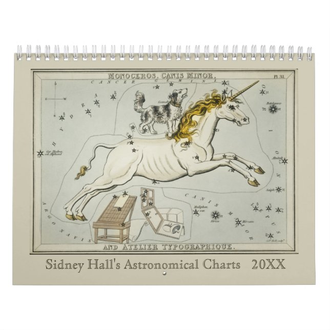 Antique Zodiac Astronomical Charts by Sidney Hall Calendar (Cover)