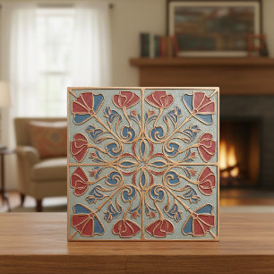 Antiqued Art Nouveau Floral Medallion #14 ID1193 Tile