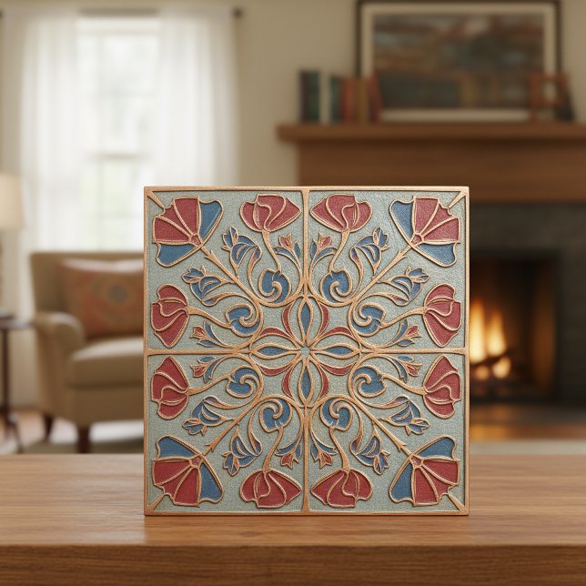 Antiqued Art Nouveau Floral Medallion #14 ID1193 Tile (Creator Uploaded)