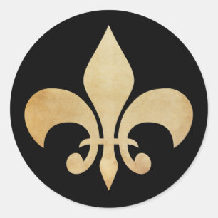 Antiqued Fleur de Lis Classic Round Sticker