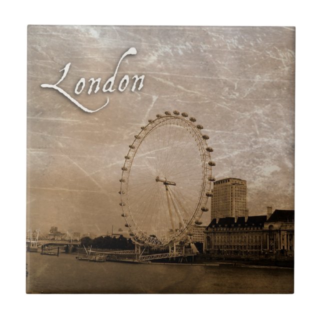 Antiqued London Eye Art Tile (Front)