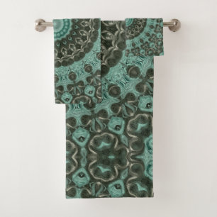 Antiqued Medallion in Turquoise and Emerald Bath Towel Set