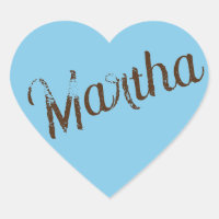 Antiqued Name Heart Stickers (Sky Blue & Copper)