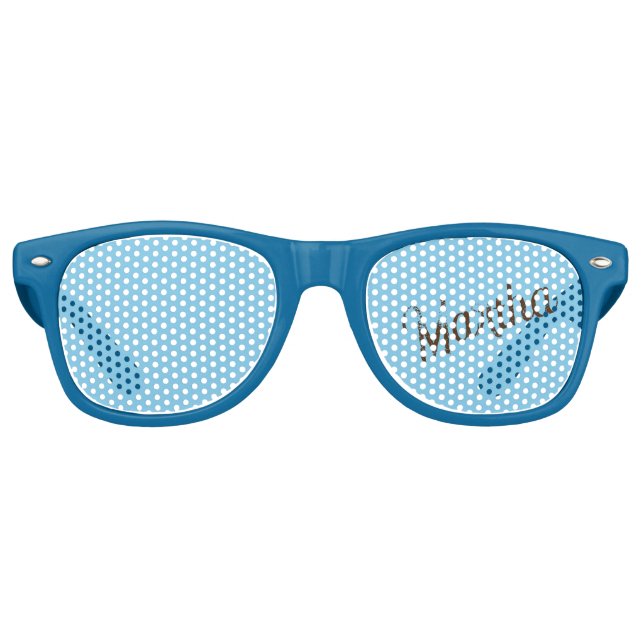 Antiqued Name Party Sunglasses (Sky Blue & Copper) (Front)