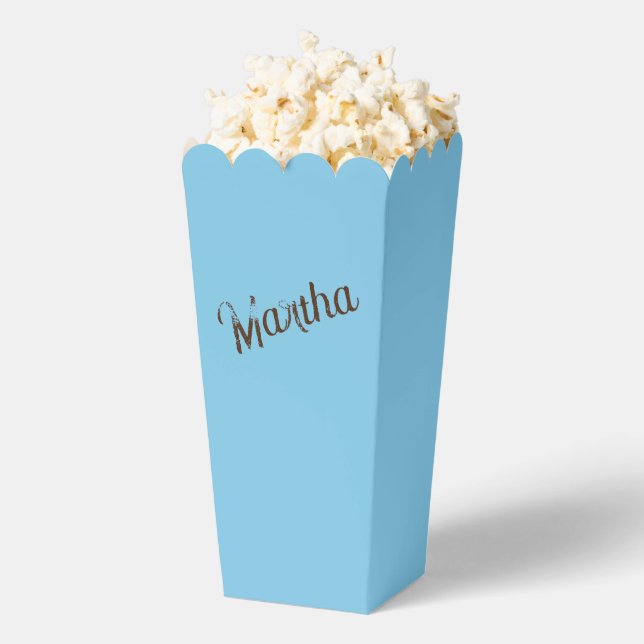 Antiqued Name Popcorn Box (Sky Blue & Copper) (Popped)