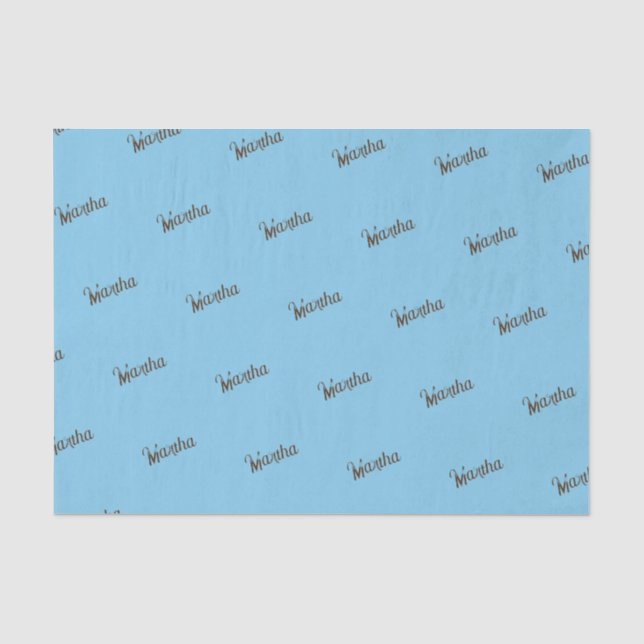 Antiqued Name Tissue Paper (Sky Blue & Copper) (Front)