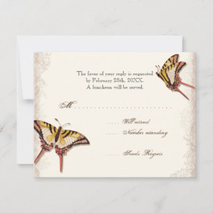 Antiqued Victorian Rose Girl Baby Shower RSVP Card