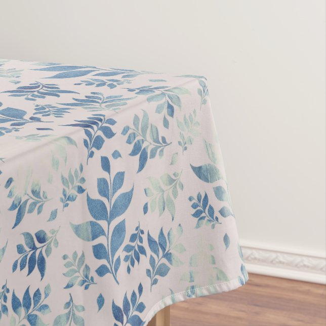 Antiqued Willow Leaf Blue floral Tablecloth (In Situ)