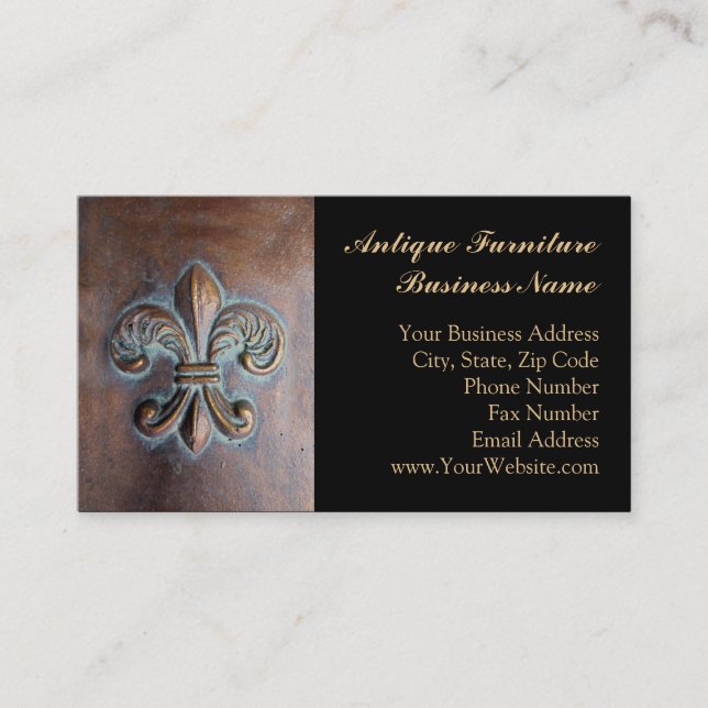 Antiques Furniture Vintage Fleur De Lis Business Card (Front)