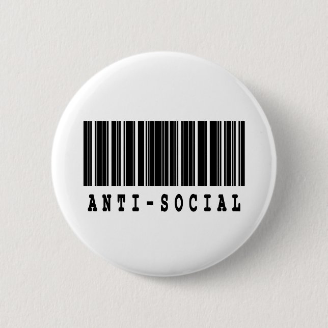antisocial barcode design 6 cm round badge (Front)