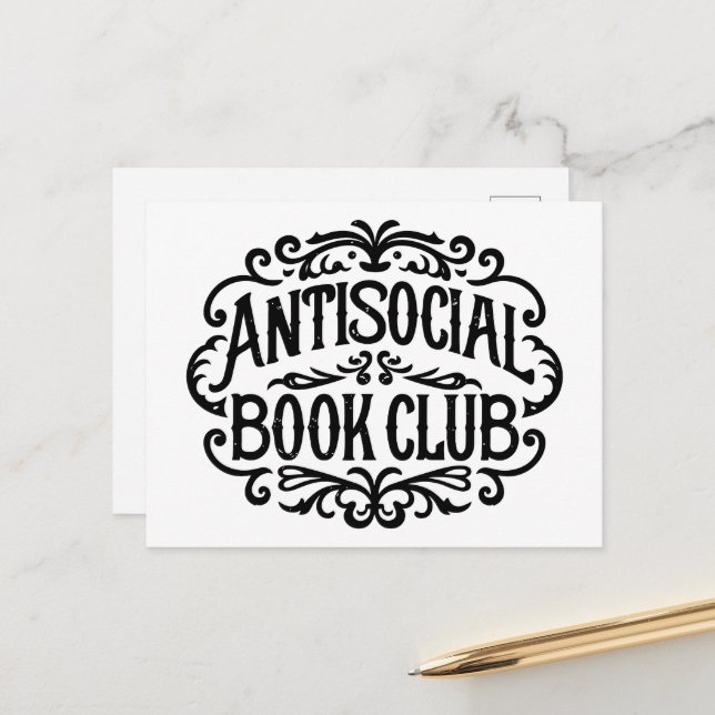 Antisocial book club postcard (Front/Back In Situ)