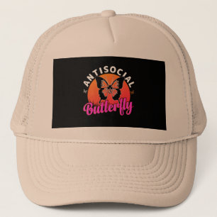 antisocial butterfly design vector illustration trucker hat