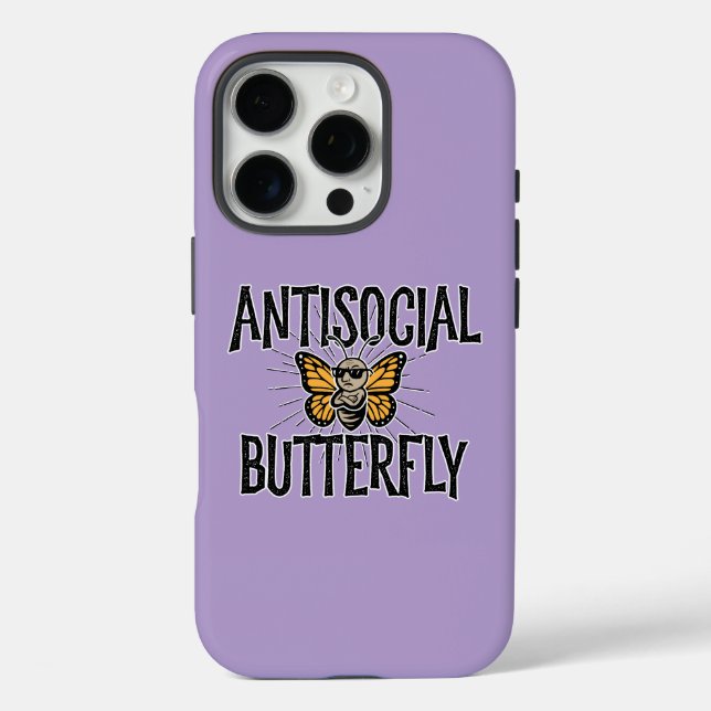 Antisocial Butterfly - funny hermit Case-Mate iPhone Case (Back)