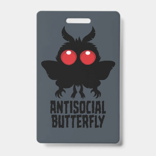 Antisocial Butterfly Mothman Cryptid ID Badge