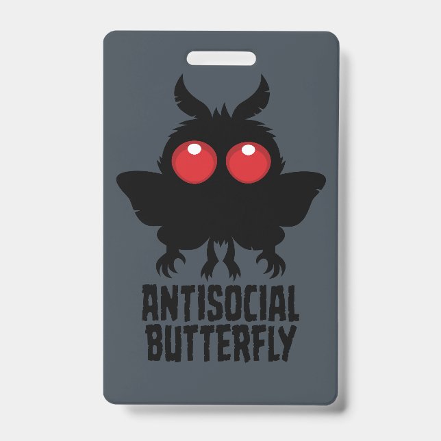 Antisocial Butterfly Mothman Cryptid ID Badge (Front)