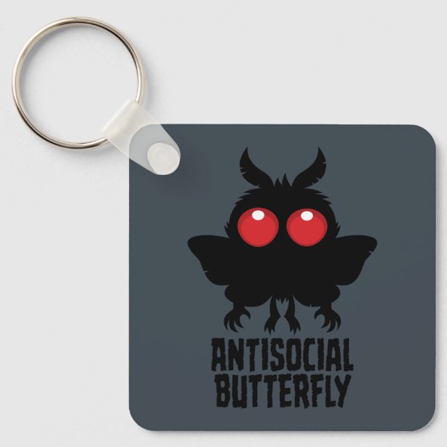 Antisocial Butterfly Mothman Cryptid Key Ring (Front)