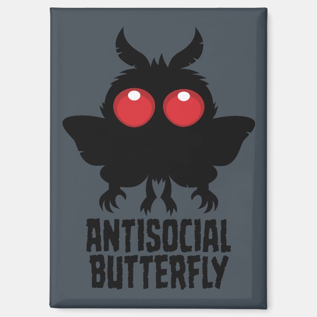 Antisocial Butterfly Mothman Cryptid Magnet (Front)
