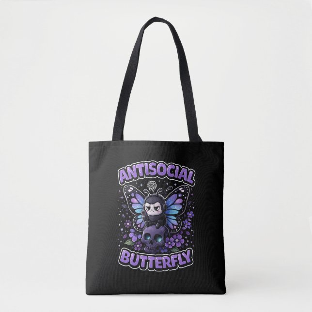 Antisocial Butterfly Tote Bag (Front)