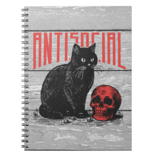 Antisocial Cat and Skull Notebook