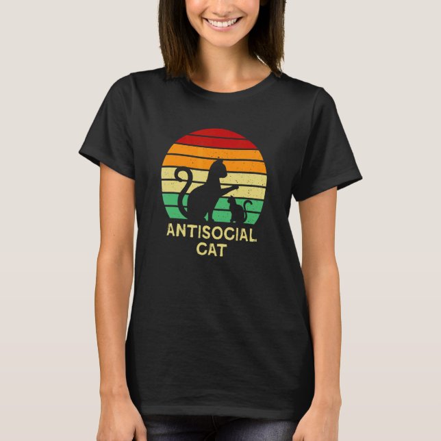 Antisocial Cat   Cat   Humour Kitten Introvert T-Shirt (Front)
