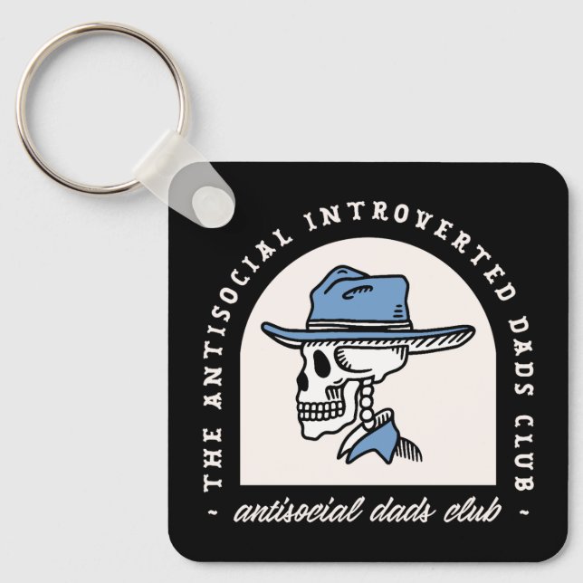 Antisocial dads club introverted cowboy dad funny key ring (Front)