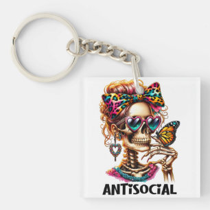 Antisocial Skeleton Lady Key Ring