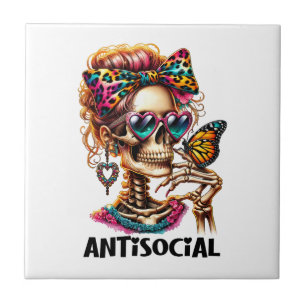 Antisocial Skeleton Lady Tile